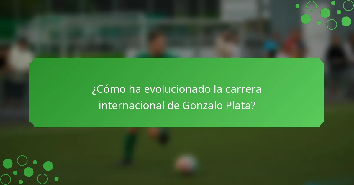 ¿Cómo ha evolucionado la carrera internacional de Gonzalo Plata?