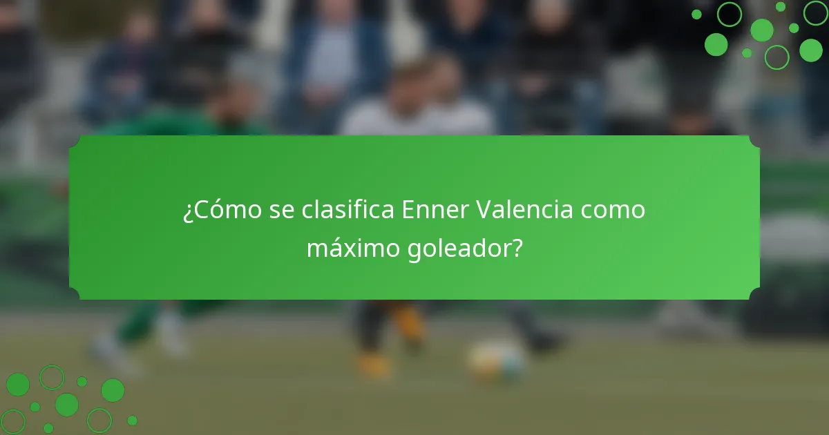 ¿Cómo se clasifica Enner Valencia como máximo goleador?