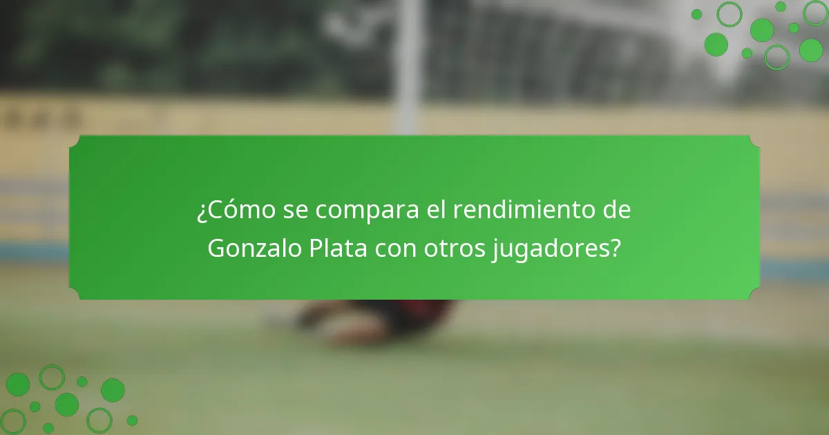 ¿Cómo se compara el rendimiento de Gonzalo Plata con otros jugadores?