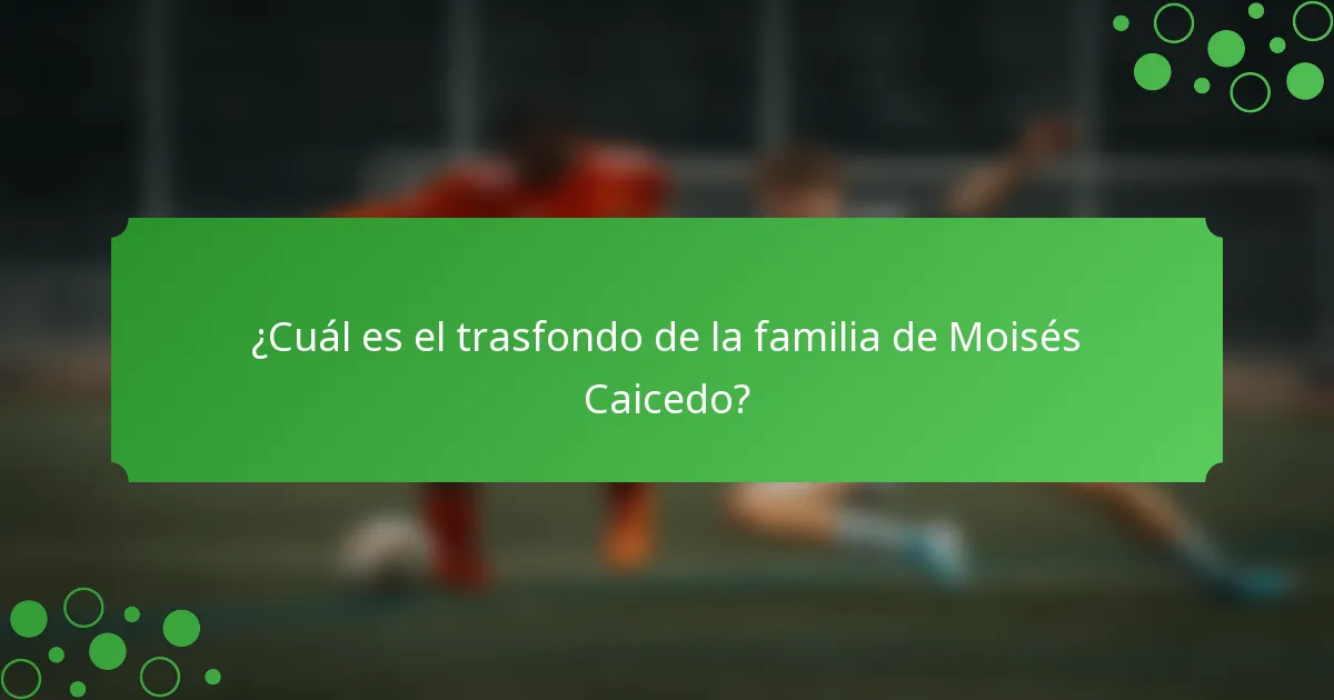 ¿Cuál es el trasfondo de la familia de Moisés Caicedo?