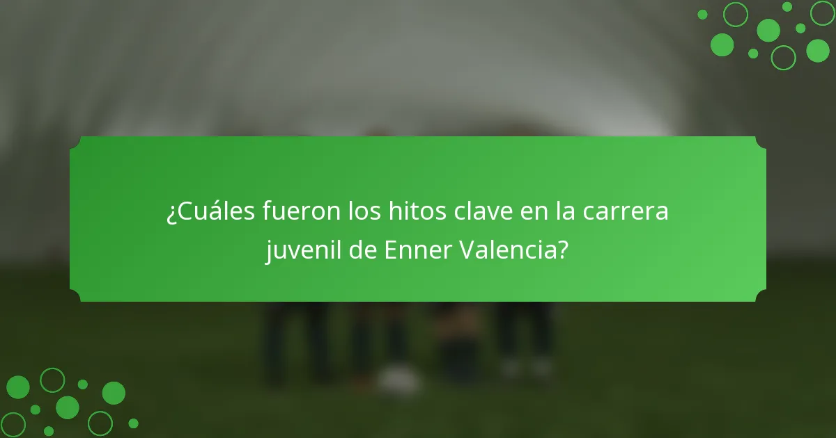 ¿Cuáles fueron los hitos clave en la carrera juvenil de Enner Valencia?