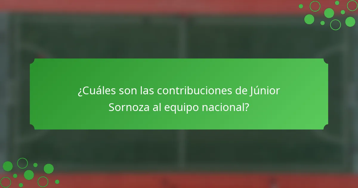 ¿Cuáles son las contribuciones de Júnior Sornoza al equipo nacional?