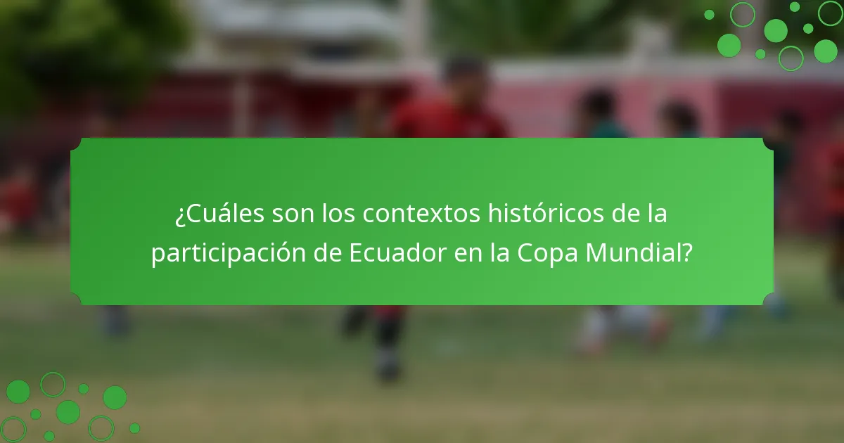 ¿Cuáles son los contextos históricos de la participación de Ecuador en la Copa Mundial?