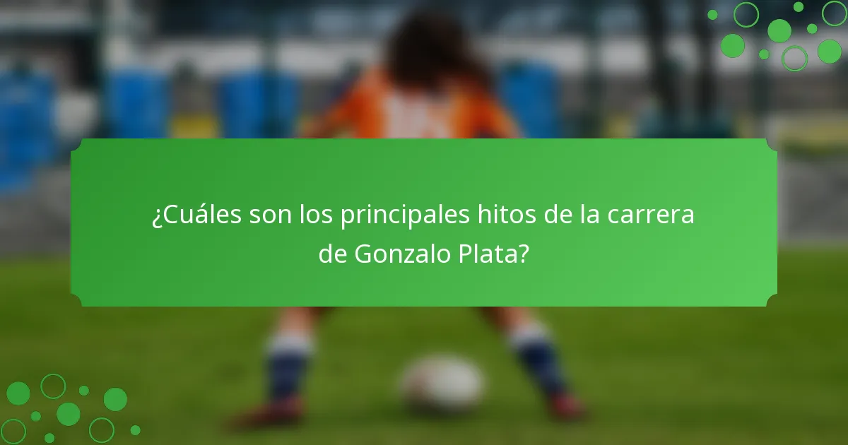¿Cuáles son los principales hitos de la carrera de Gonzalo Plata?