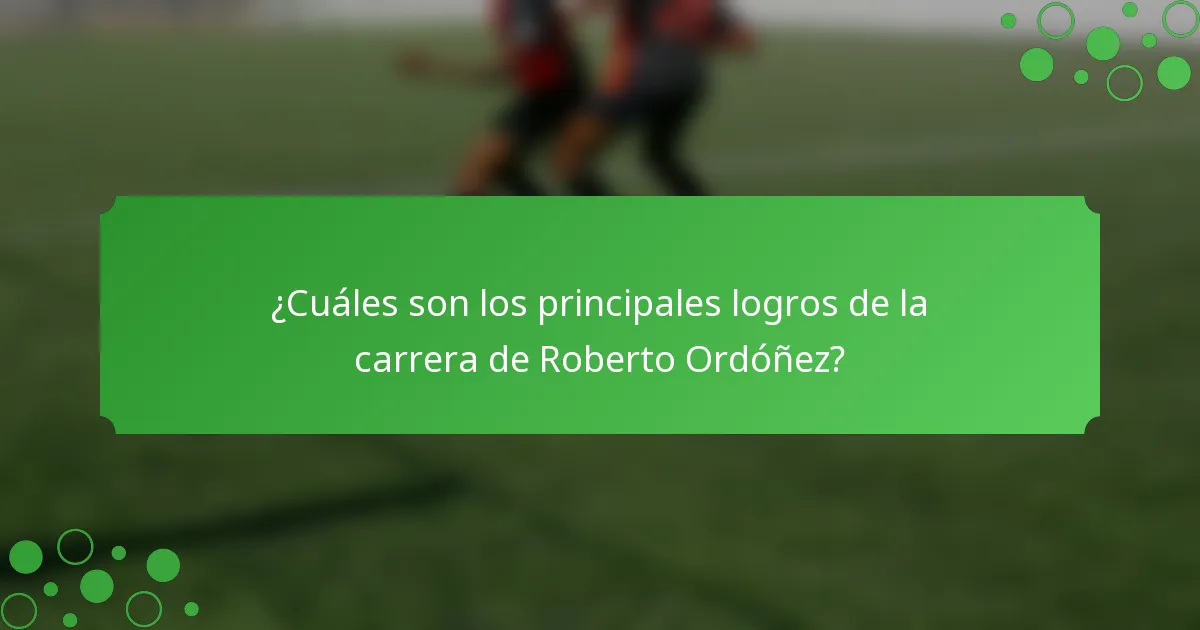 ¿Cuáles son los principales logros de la carrera de Roberto Ordóñez?