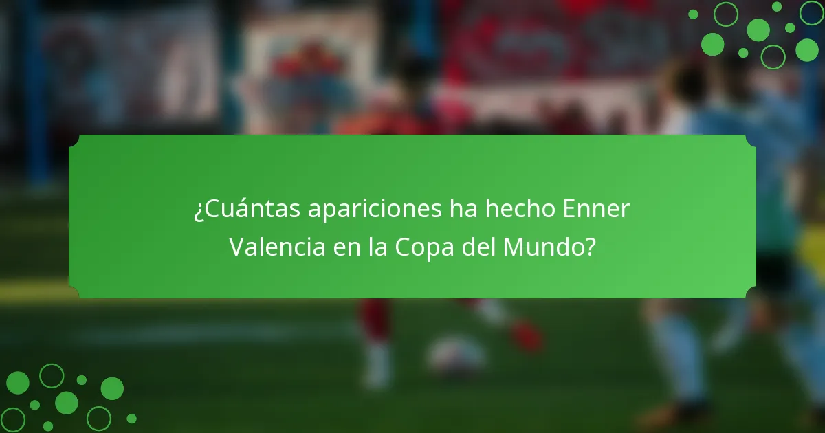 ¿Cuántas apariciones ha hecho Enner Valencia en la Copa del Mundo?