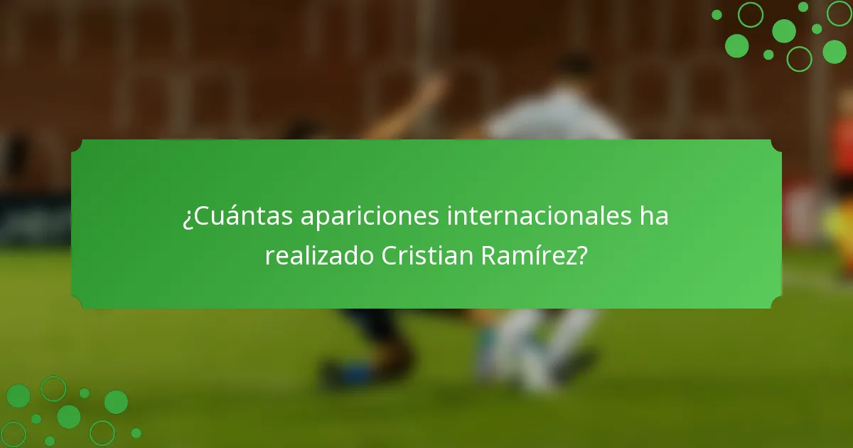 ¿Cuántas apariciones internacionales ha realizado Cristian Ramírez?