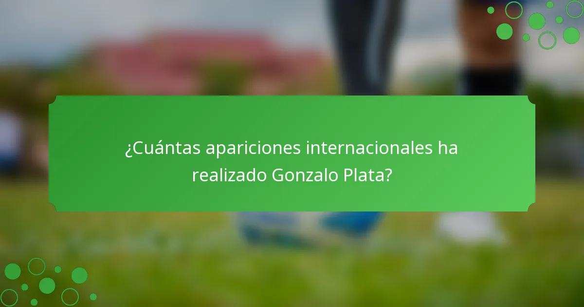 ¿Cuántas apariciones internacionales ha realizado Gonzalo Plata?