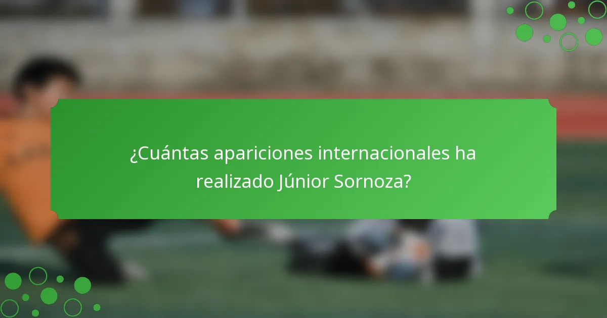 ¿Cuántas apariciones internacionales ha realizado Júnior Sornoza?