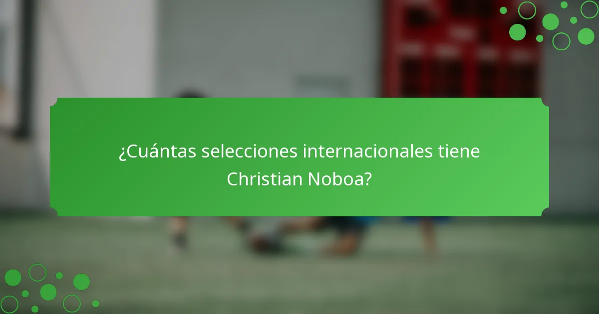 ¿Cuántas selecciones internacionales tiene Christian Noboa?