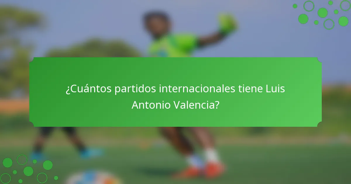 ¿Cuántos partidos internacionales tiene Luis Antonio Valencia?