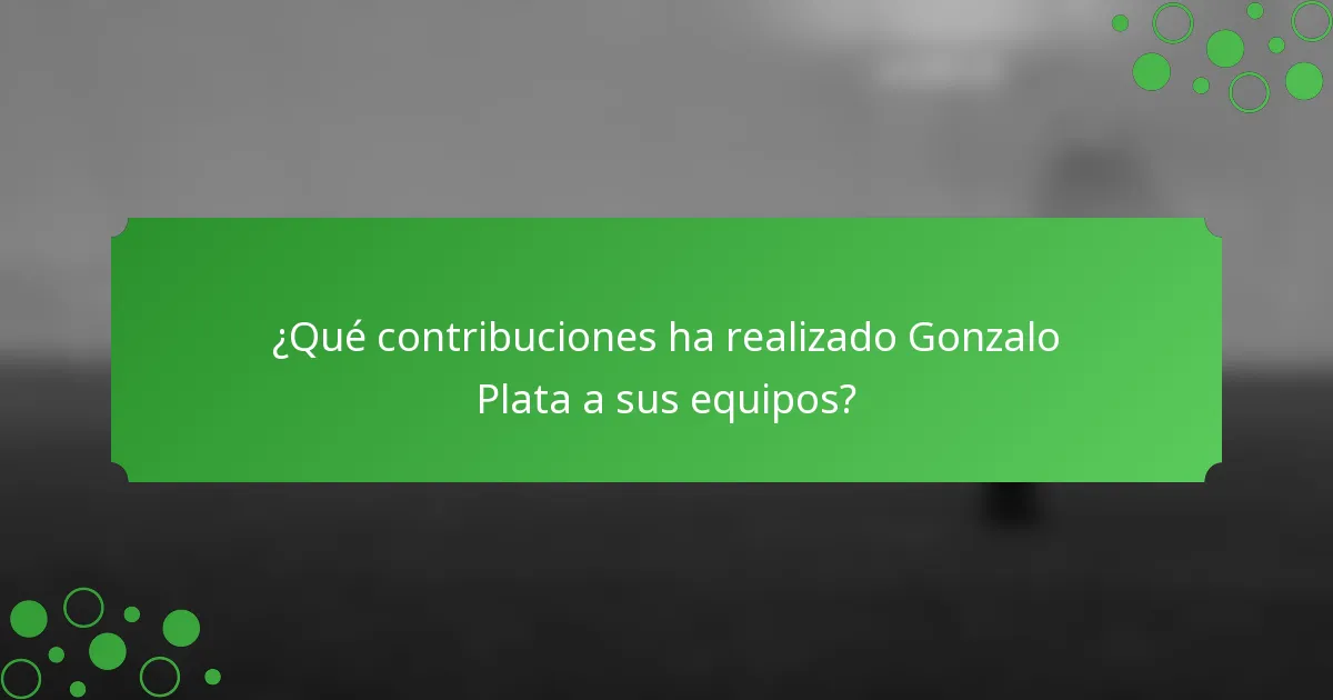 ¿Qué contribuciones ha realizado Gonzalo Plata a sus equipos?